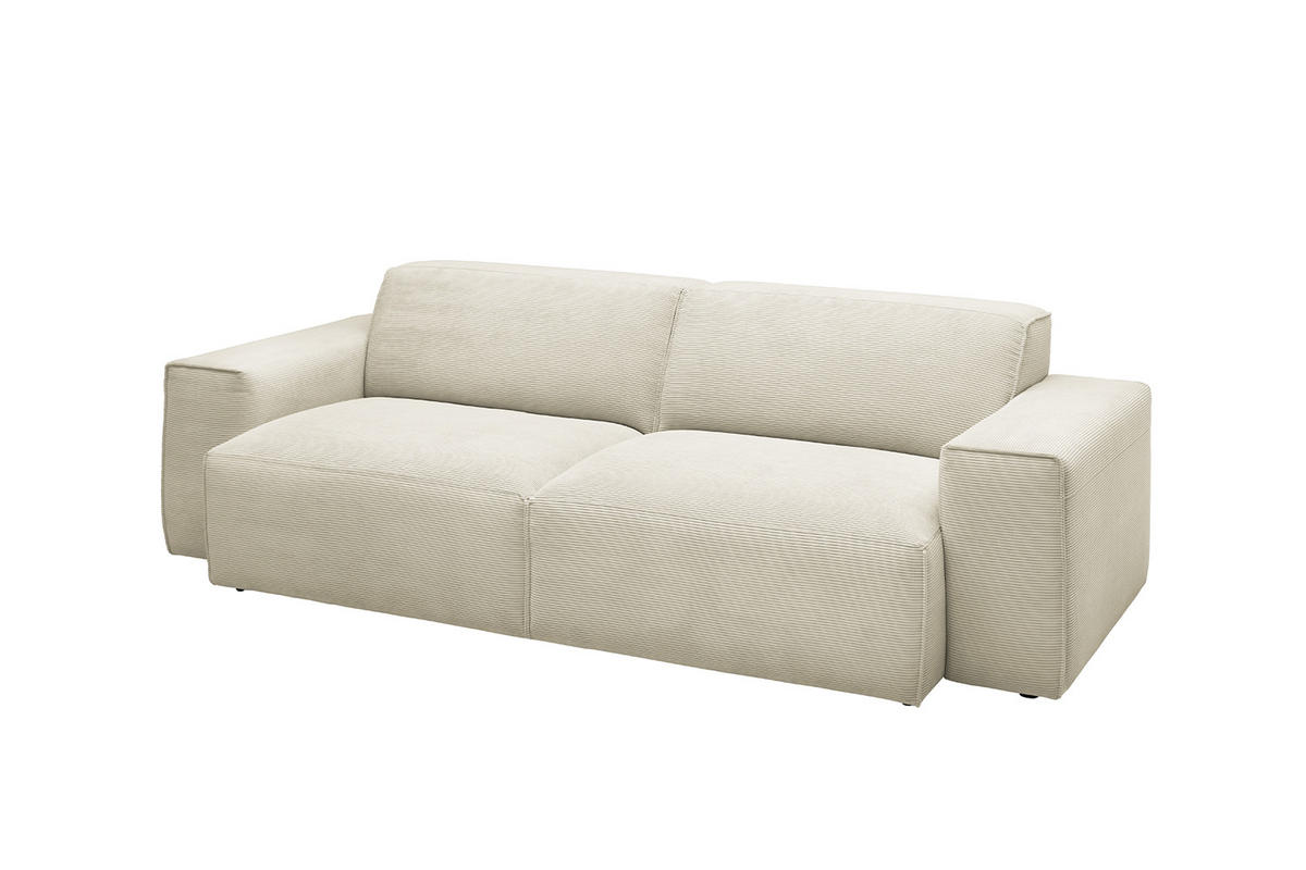 SOFA RANI Beige Cord - Beige/Schwarz, Kunststoff/Textil (256/71/101cm) - KAWOLA