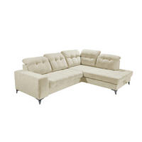 ECKSOFA mit elektronischem Sitzvorschub, Bettkasten und USB-Anschluss - Champagner/Schwarz, Textil/Metall (220/289cm) - ed exciting design