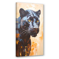 LEINWANDBILD Schwarze Panther-Tiere 60x120cm - Beige, Textil (60/120cm) - Feeby
