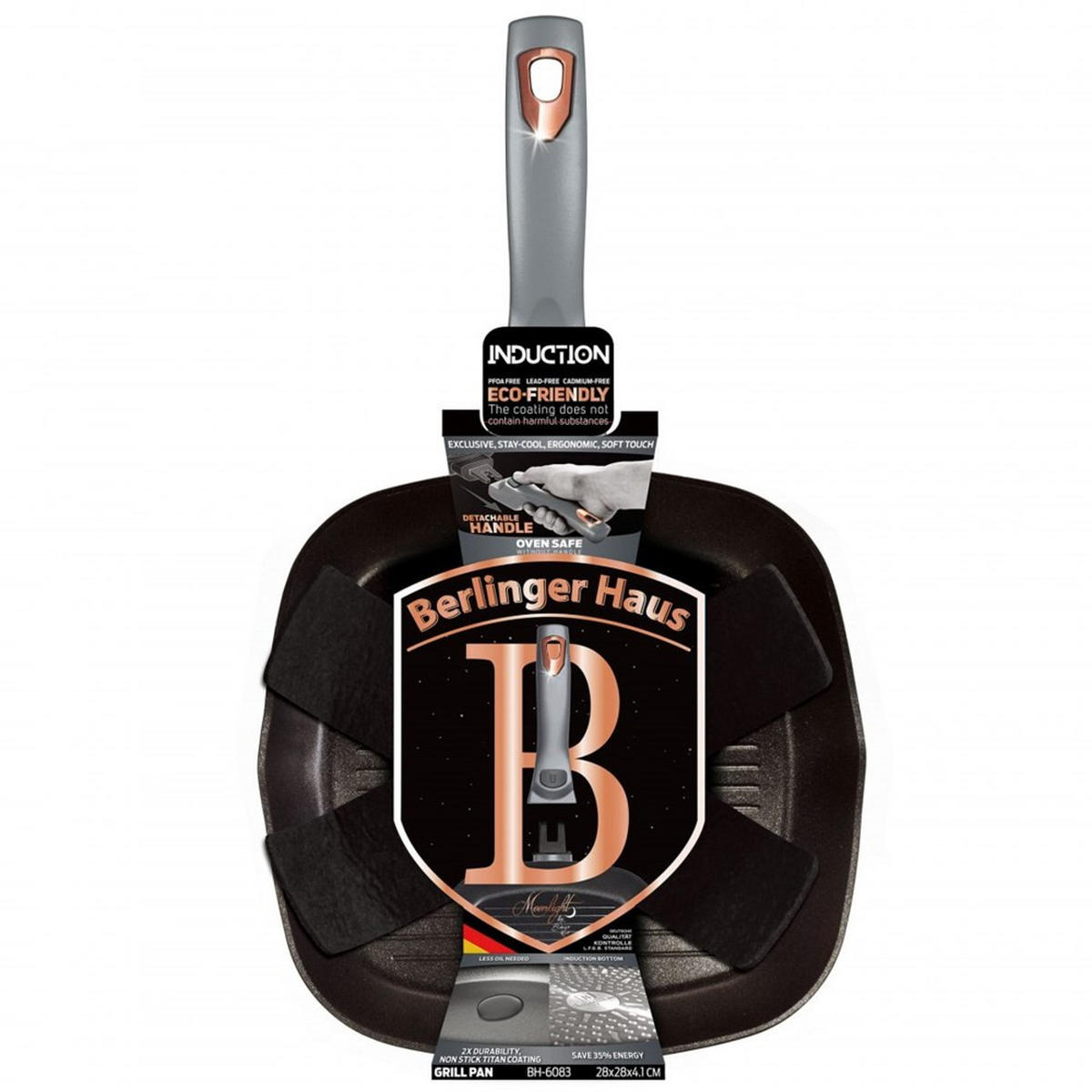 TITAN-GRILLPFANNE 28x28cm Moonlight BH6083 - Grau, Metall (28/28/4.1cm) - Berlinger Haus