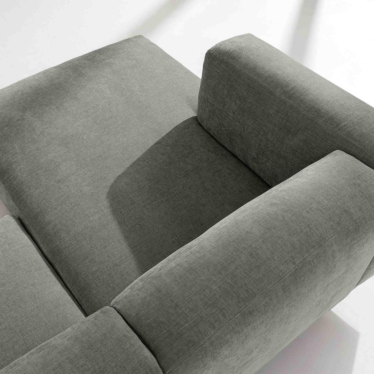 ECKSOFA-RECHTS FOSERO, Chenille-Stoff - Buchefarben/Grau, Holz/Holzwerkstoff (204/155cm) - KONSIMO®