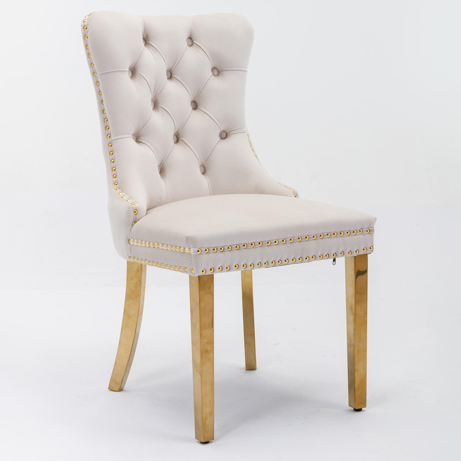 STUHL-SET DE-36289 2 Stück mit goldenen Beinen Beige - Beige, Holz (50/95/65cm) - ComfortXL