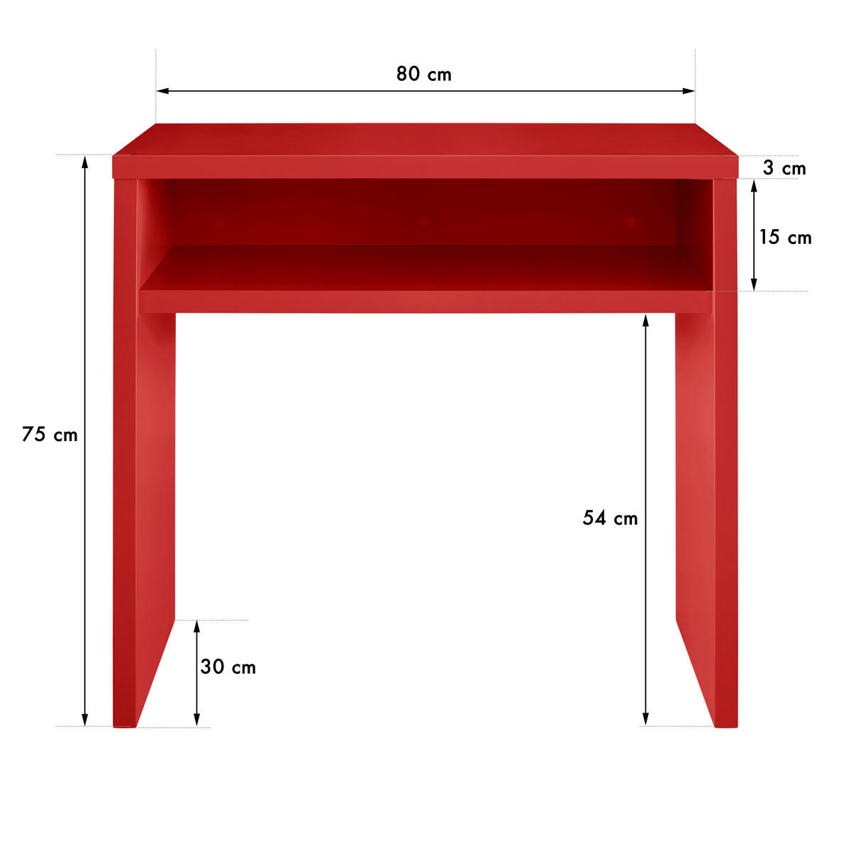 KONSOLE Widerstandsfähig, MDF 3 cm, feuerrot, 80/30 cm GERALDINE - Rot, Holzwerkstoff (30/80/75cm) - RNT By Really Nice Things
