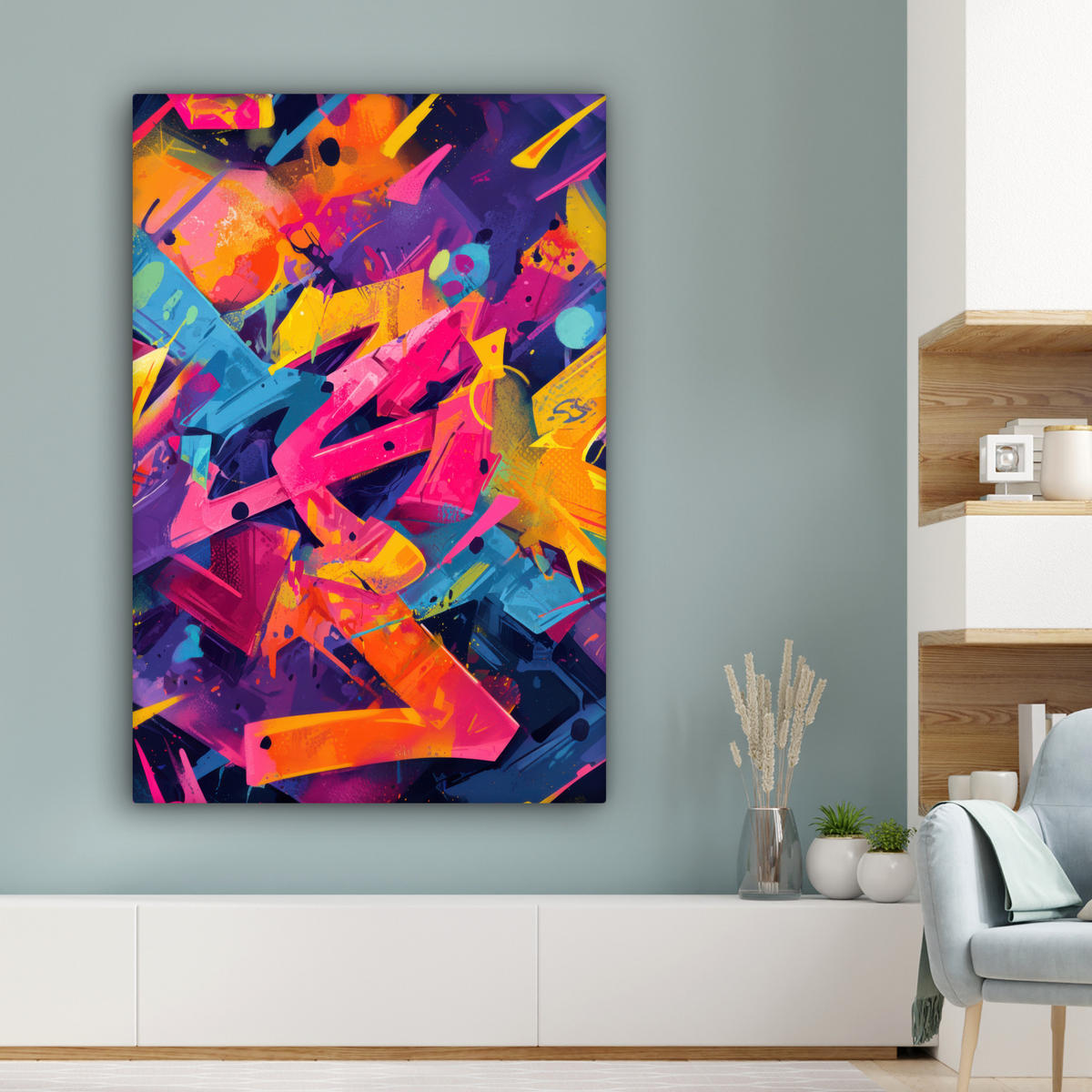 LEINWANDBILD Abstrakt - Formen - Farbenfroh Deko Groß 90x140 cm - Magenta, Textil (90/140cm) - MuchoWow