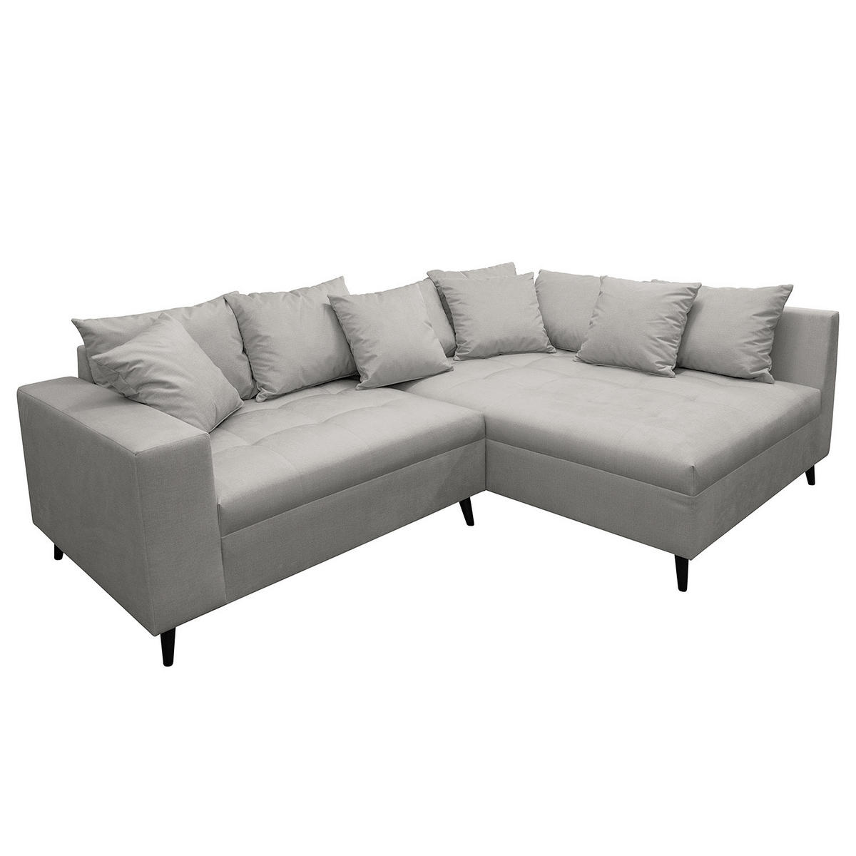 ECKSOFA mit Hocker - Grau, Holz/Birkenholz (247/174cm) - home24