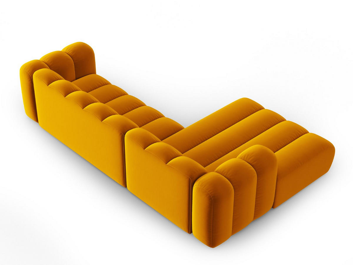 ECKSOFA modular links Lupine aus Samt gelb 4 Sitzplätze - Gelb, Textil (177/290cm) - Micadoni