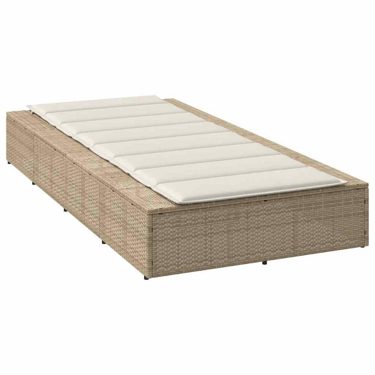 SONNENLIEGE Mit Schwebender Auflage Beige Poly Rattan - Beige, Kunststoff (210/79/100cm) - vidaXL