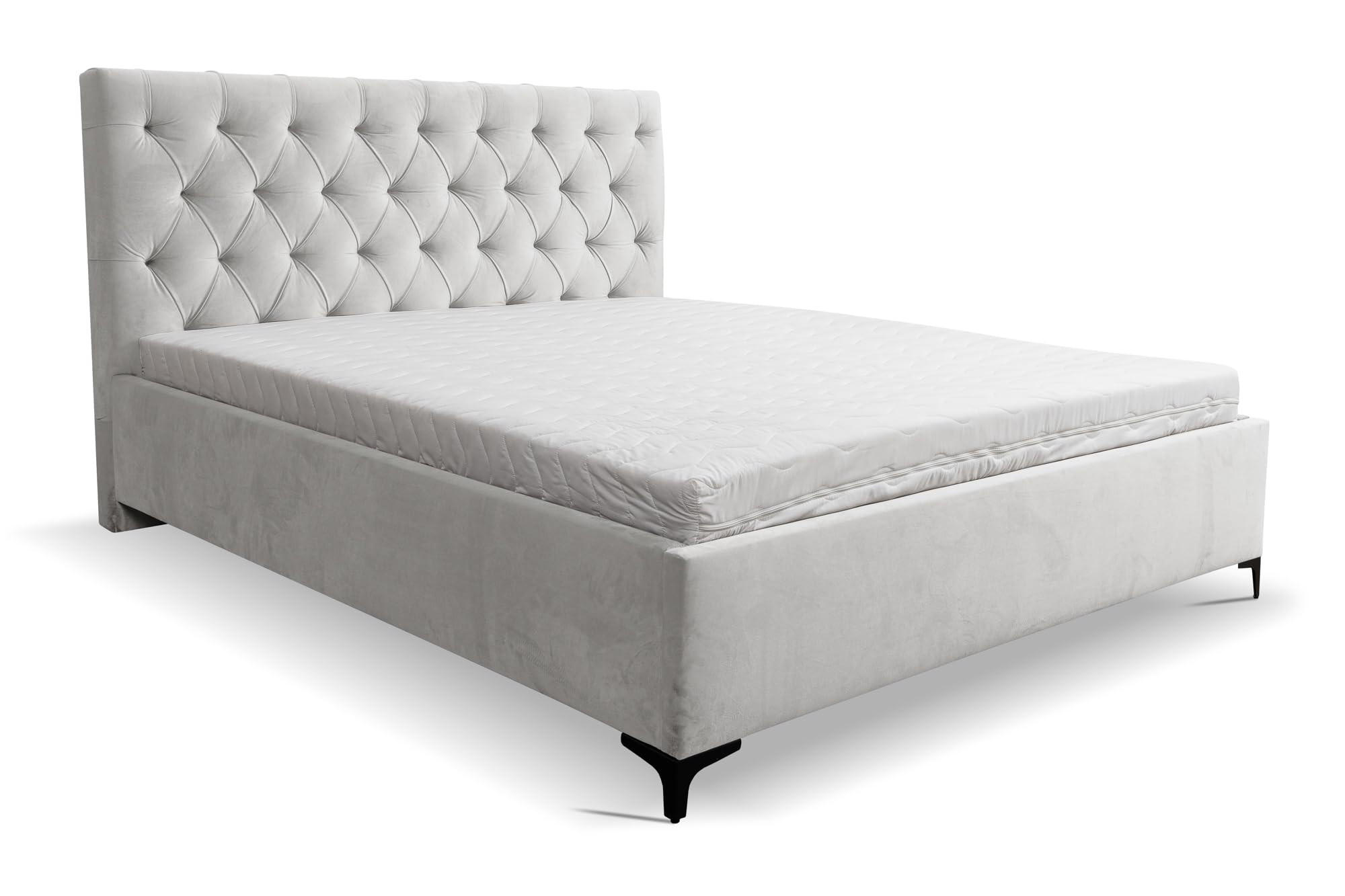 POLSTERBETT CHESTERFIELD mit Bettkasten Velour Stoff 160 x 200 cm - Beige, Holzwerkstoff (160/200cm) - VENASI MÖBEL