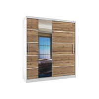 SCHWEBETÜRENSCHRANK Verona MBP, Weiß/Goldbraun Matt, 133 cm, mit Spiegel - Braun, Holz (133/216/60cm) - B BELINI GROUP