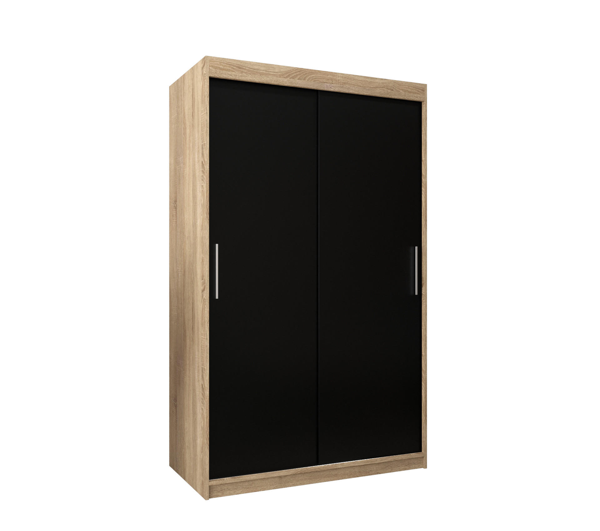 SCHWEBETÜRENSCHRANK 200/120/62 2-türig - Silberfarben/Schwarz, Holz/Kunststoff (120/200/62cm) - Abiks Möbel