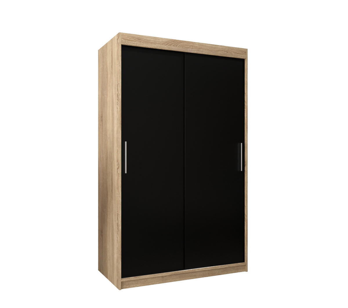 SCHWEBETÜRENSCHRANK 200/120/62 2-türig - Silberfarben/Schwarz, Holz/Kunststoff (120/200/62cm) - Abiks Möbel