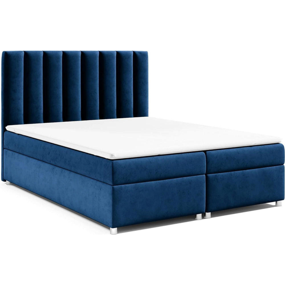 BOXBETT mit Bettkasten Trinity K-10 Bonellfederkern inkl. Topper - Blau, Holz/Holzwerkstoff (140/200cm) - Best For Home