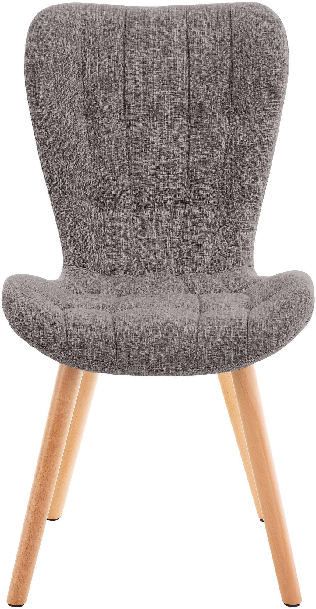 STUHL 2er Set Stoff hellgrau - Eukalyptusholzfarben/Hellgrau, Holz/Textil (50/88/63cm) - CLP