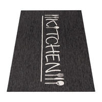 FLACHWEBTEPPICH, mit Schriftzug, aus Polypropylen, Anthrazit, 60 x 100 cm - Anthrazit, Textil (60/100cm) - KADIMA DESIGN