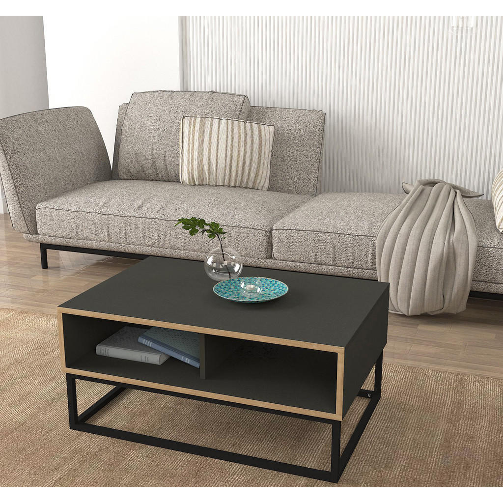 Thumbnail - moebel17 Couchtisch, Anthrazit, Beige, Holzwerkstoff, Rechteckig, 90x41.6x60 cm, Wohnzimmer, Wohnzimmertische, Couchtisc...