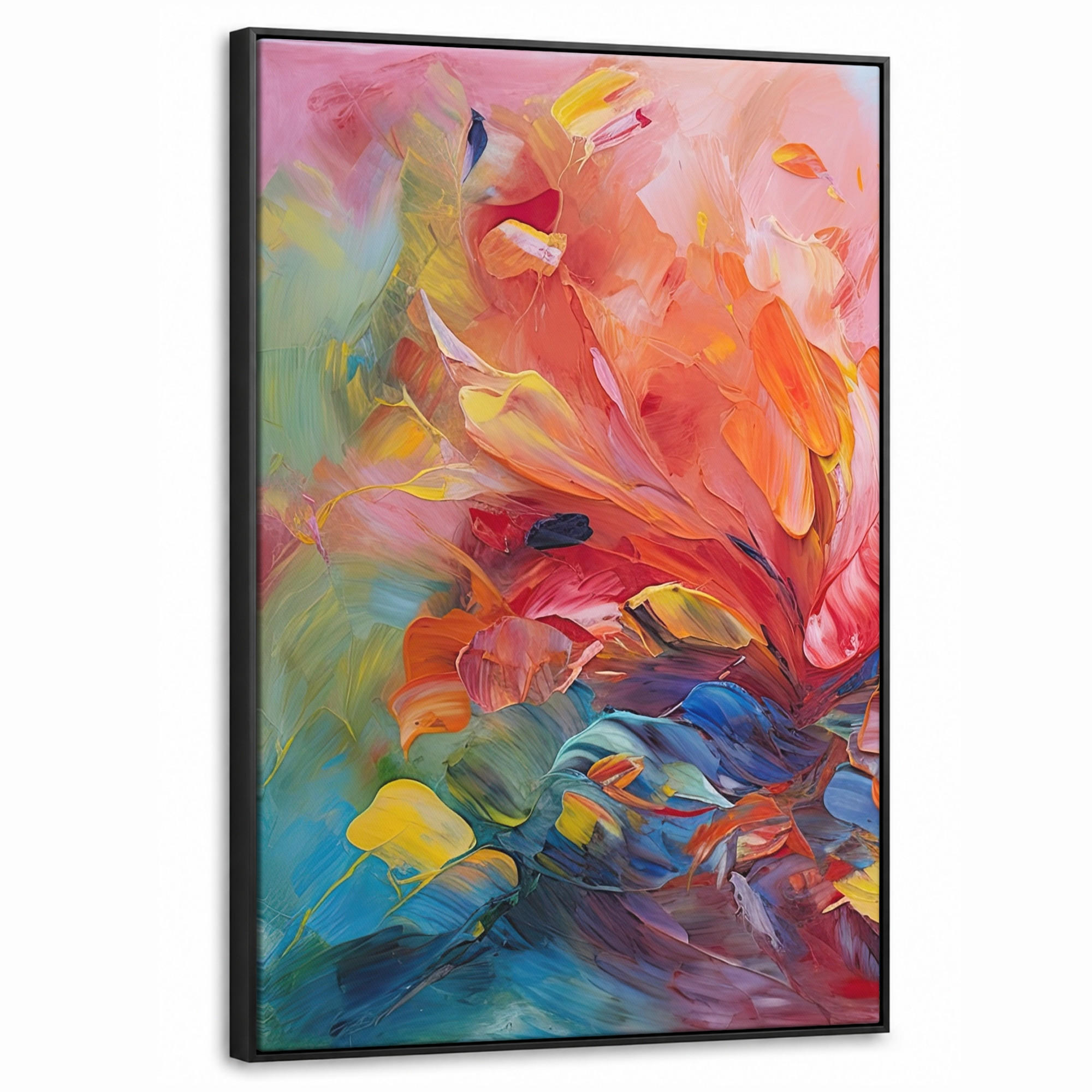 LEINWAND Bilder mit Rahmen - Ölgemälde - Kunst - Abstrakt - Farbenfroh - 60x90 - Altrosa, Textil (60/90cm) - MuchoWow