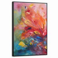 LEINWAND Bilder mit Rahmen - Ölgemälde - Kunst - Abstrakt - Farbenfroh - 60x90 - Altrosa, Textil (60/90cm) - MuchoWow