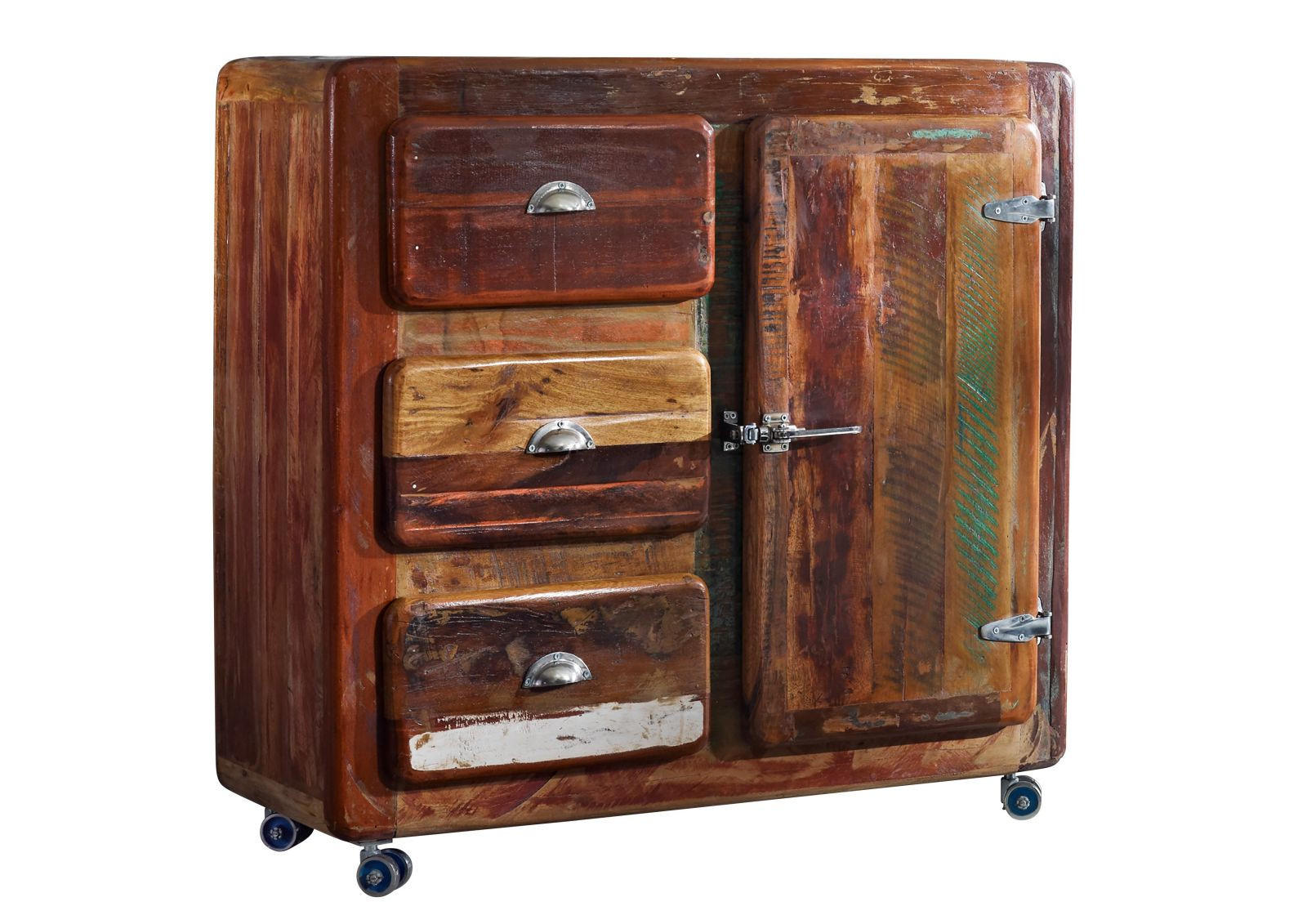 KOMMODE Altholz 100x40x90 mehrfarbig lackiert FREEZY #08 - Multicolor, Holz (100/90/40cm) - Massivmoebel24