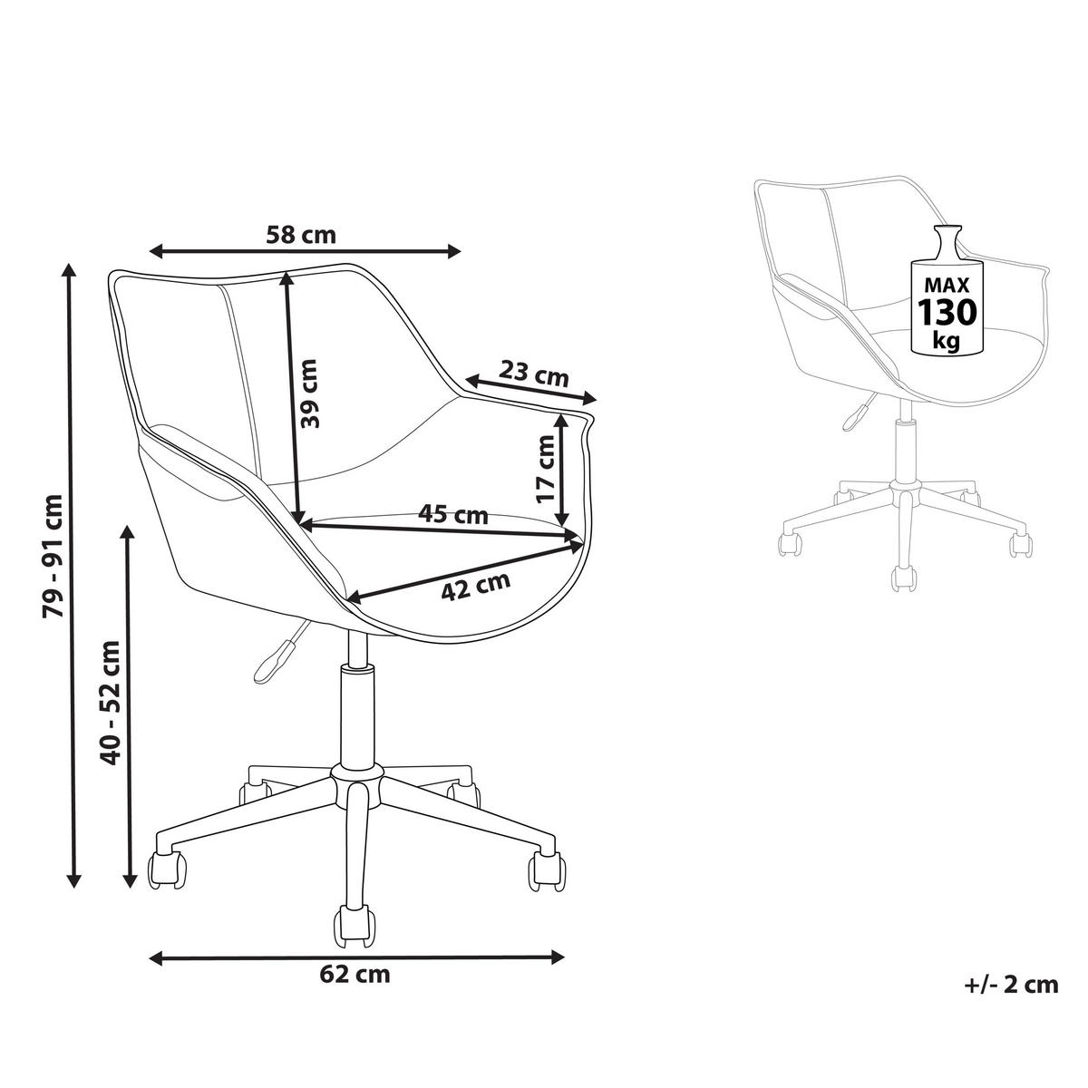 BÜROSTUHL Kunstleder Schwarz Newdale - Schwarz, Textil/Metall (62/79/62cm) - Beliani