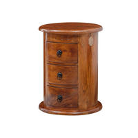 NACHTTISCH rund Akazie 42x42x55 honig lackiert OXFORD #0337 - Braun, Holz (42/55/42cm) - Massivmoebel24