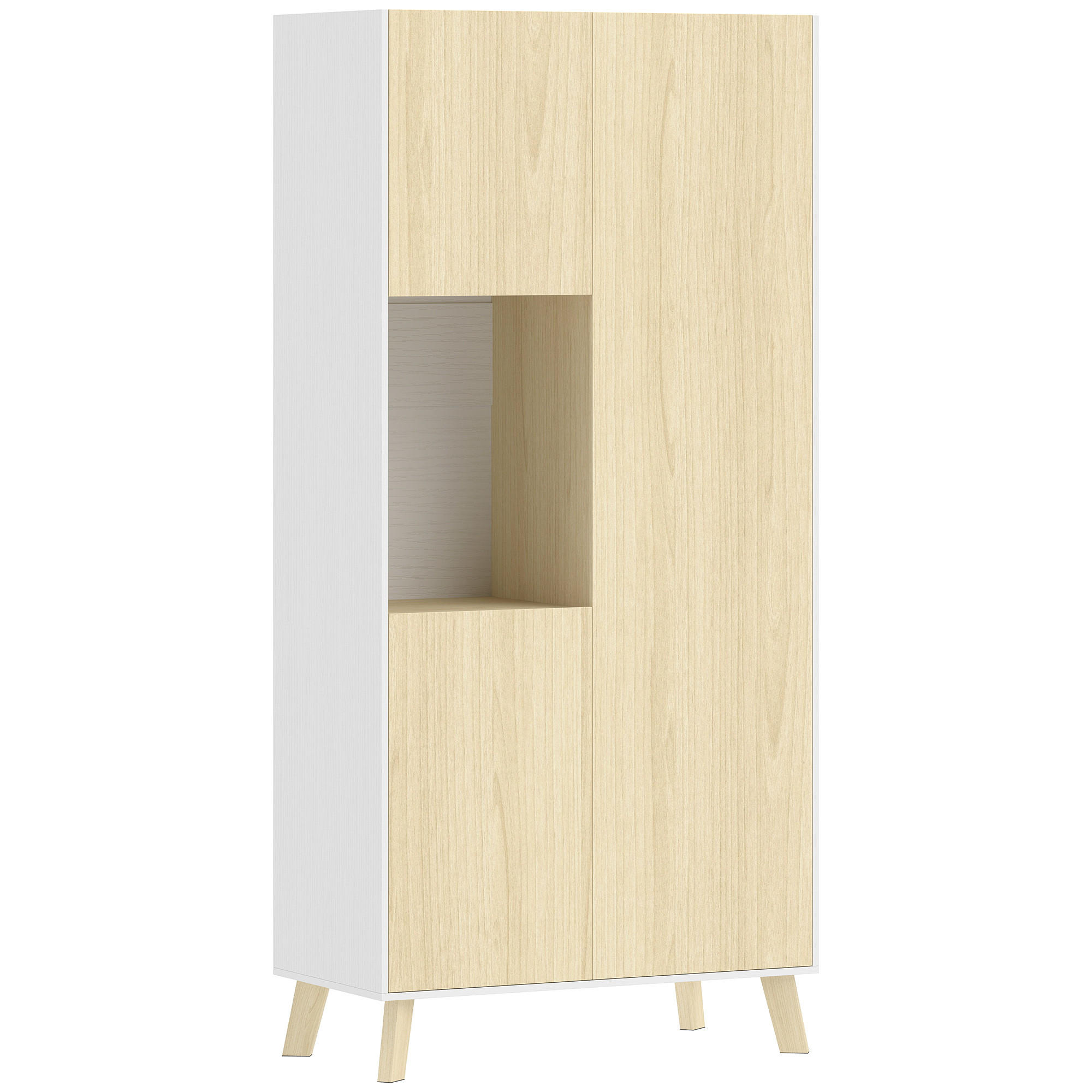 KÜCHENSCHRANK Spanplatte-MDF-Naturholz Weiß - Naturfarben, Holzwerkstoff (40/170/80cm) - HOMCOM