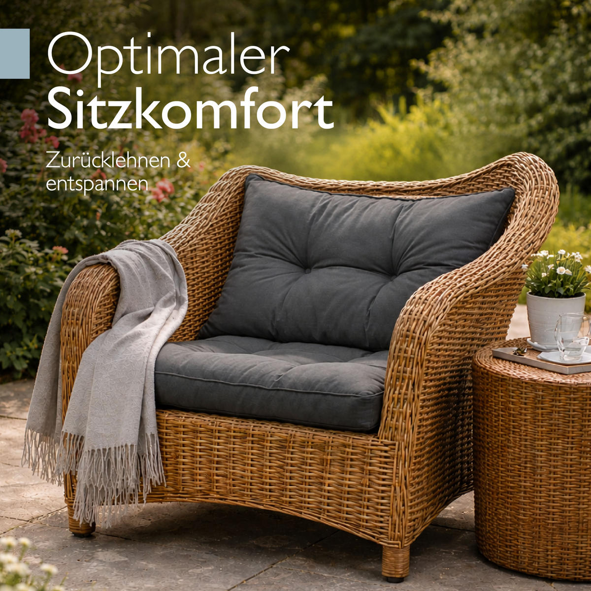 LOUNGEKISSEN Xluna Sitz 50x50x10cm mit Rücken 50x40x12cm Graphitgrau (2tlg) - Graphitfarben, Textil (50/50cm) - Beautissu 