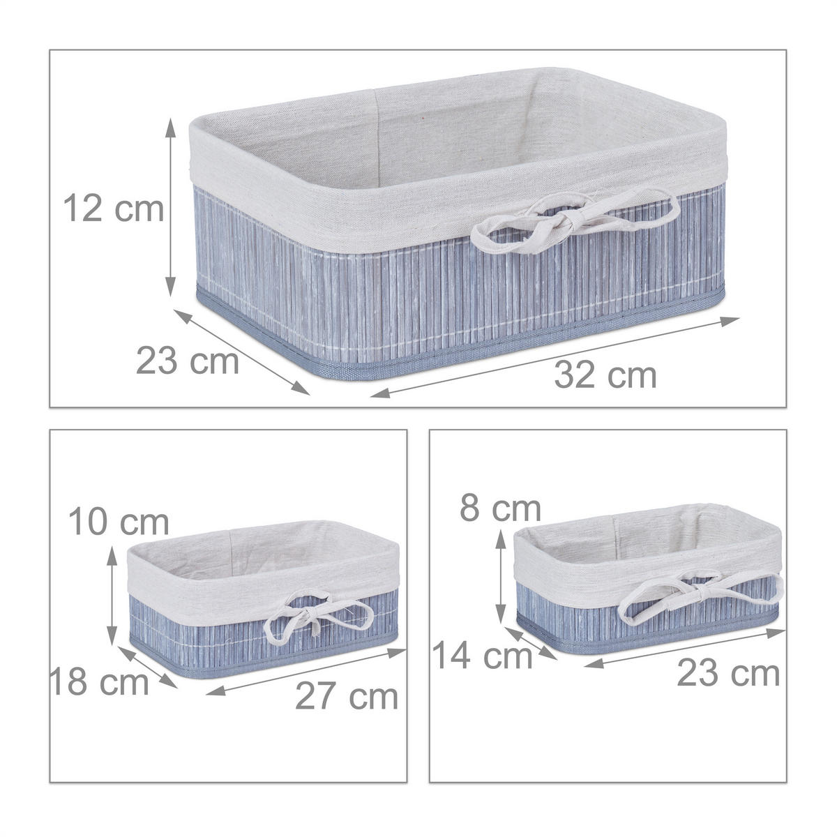 3XAUFBEWAHRUNGSKORB - Multicolor, Holz/Holzwerkstoff (32/12/23cm) - Relaxdays