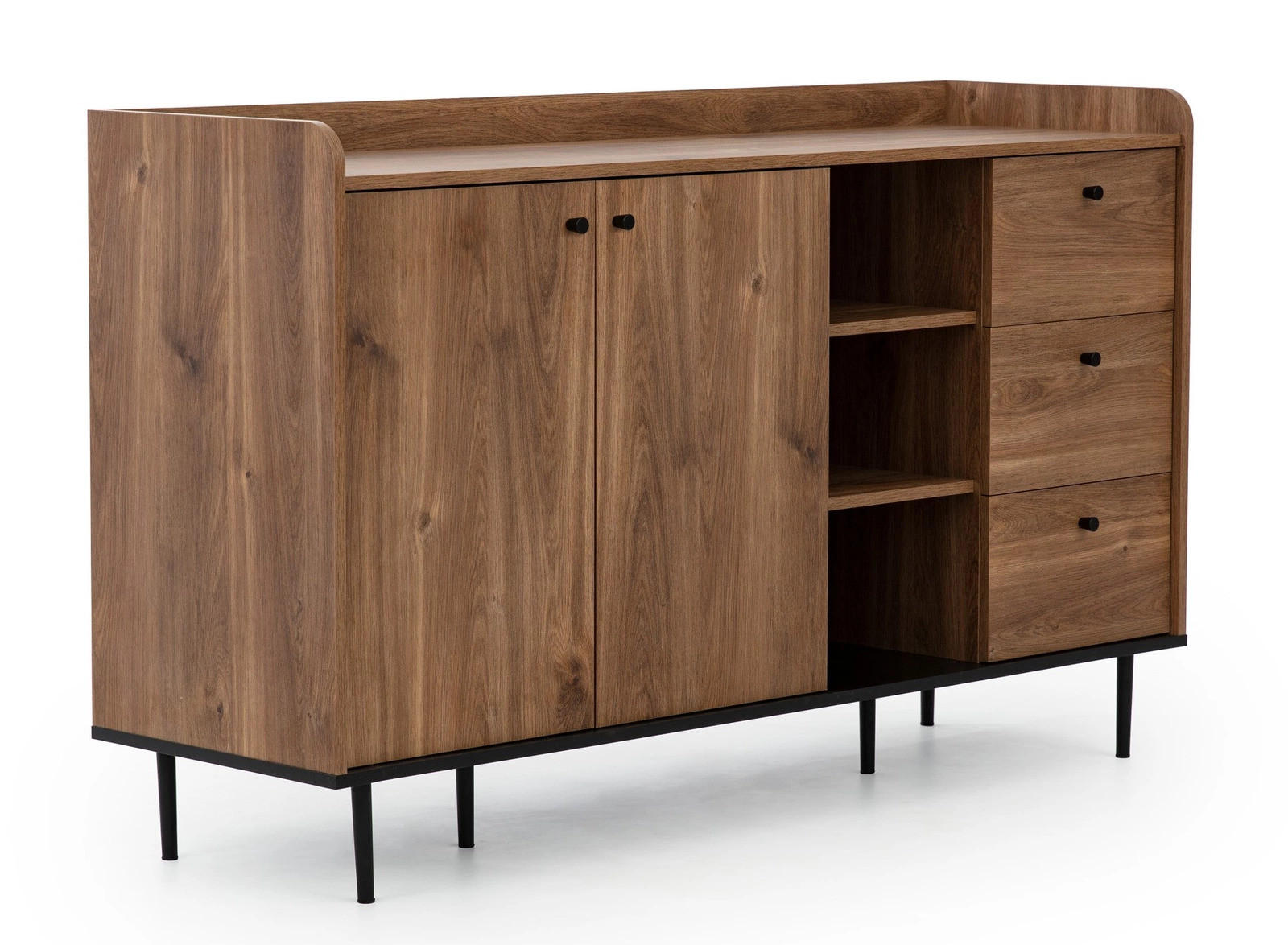 SIDEBOARD Nero 150/45/90 mit Metallfüße - Hellbraun/Schwarz, Holzwerkstoff/Metall (150/90/45cm) - Ravio