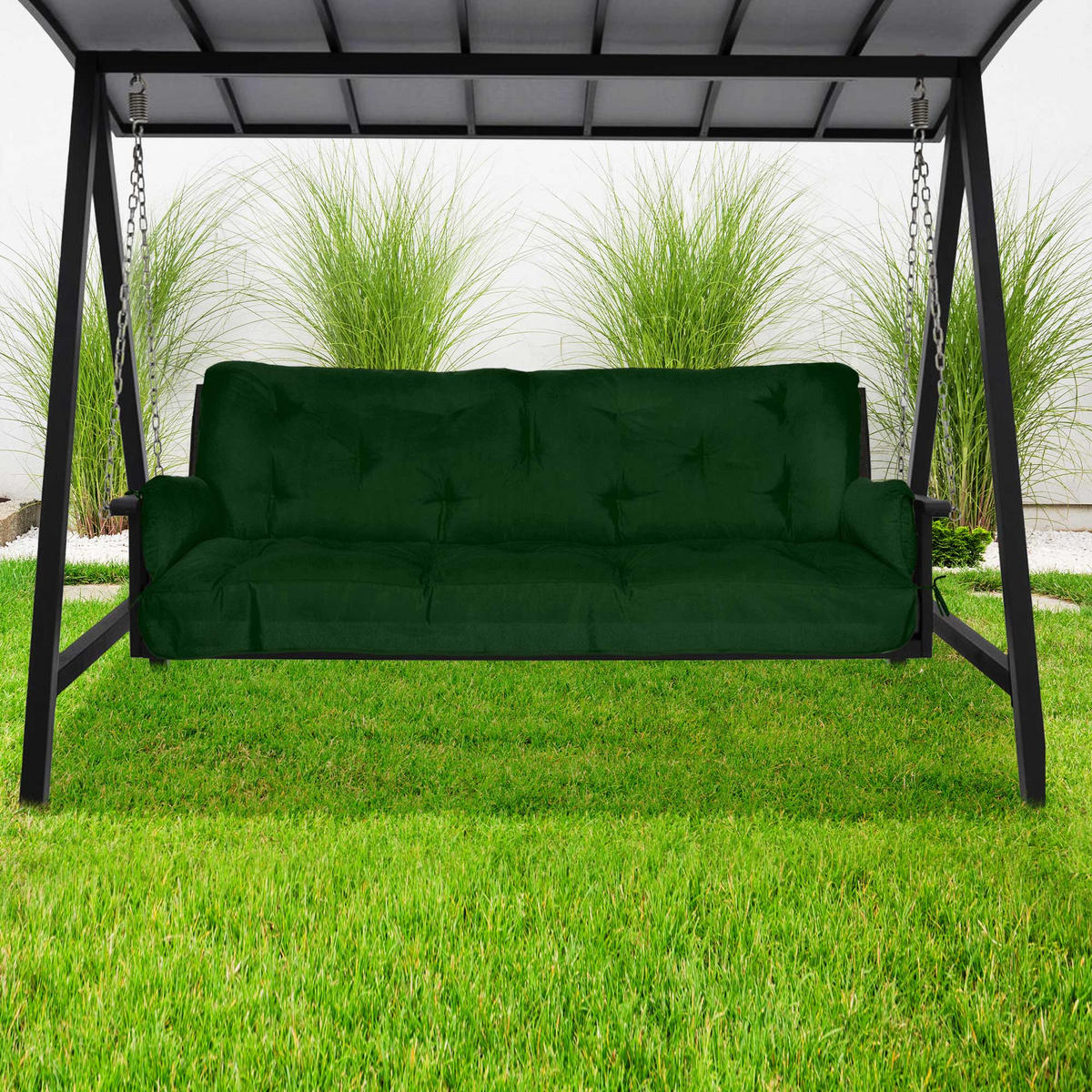 HOLLYWOODSCHAUKELAUFLAGE Flair HS 180/50/8cm Dunkelgrün - Dunkelgrün, Textil (50/8/180cm) - Beautissu 