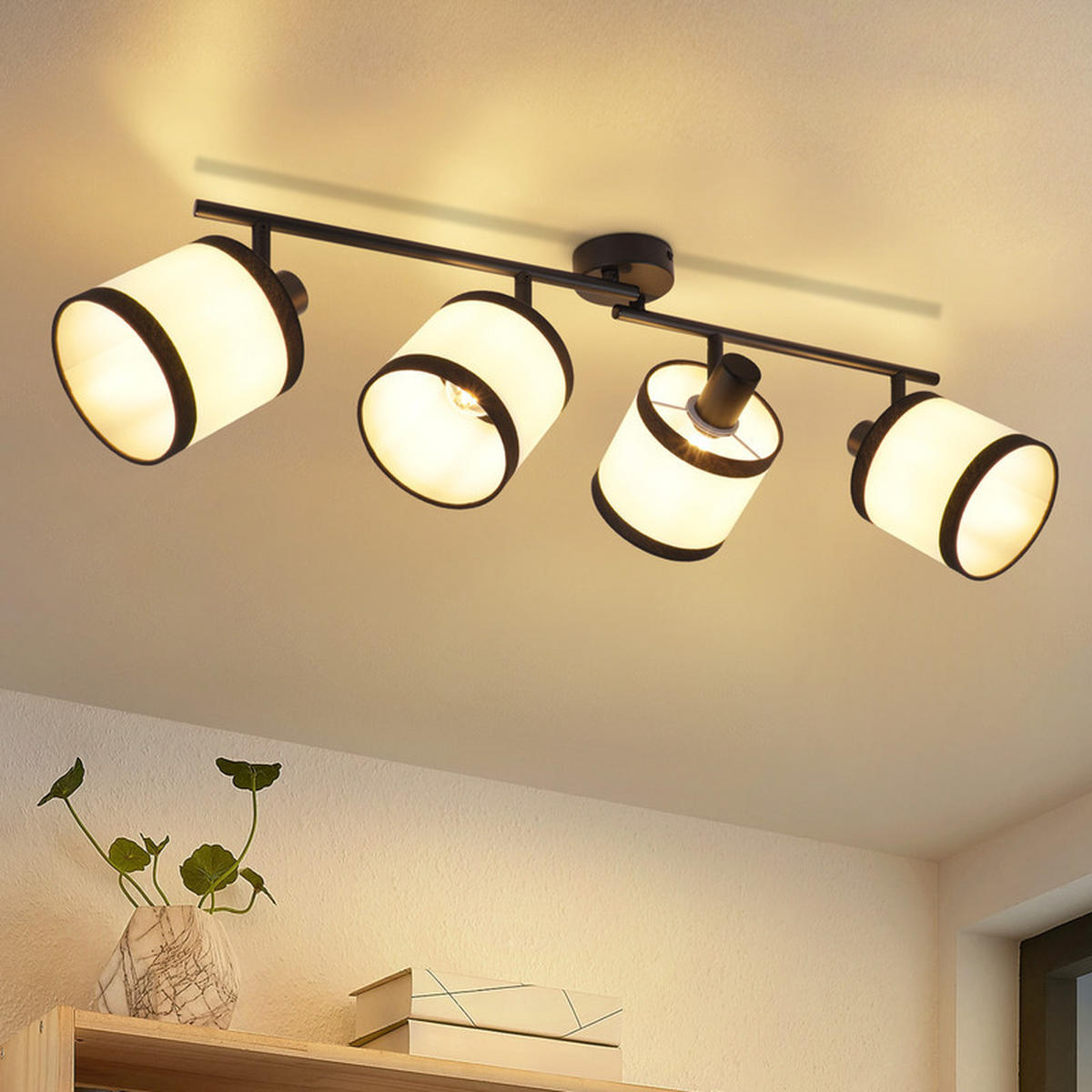 DECKENSTRAHLER Charme Ⅲ 4-flammig 70/12/18 cm - Schwarz, Metall (70/12/18cm) - Nettlife