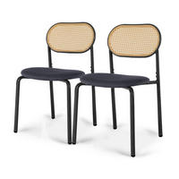 ESSZIMMERSTÜHLE 2er-Set Rattan Mit Rückenlehne & Metallbeinen Schwarz - Schwarz, Holz (46.5/80.5/40cm)