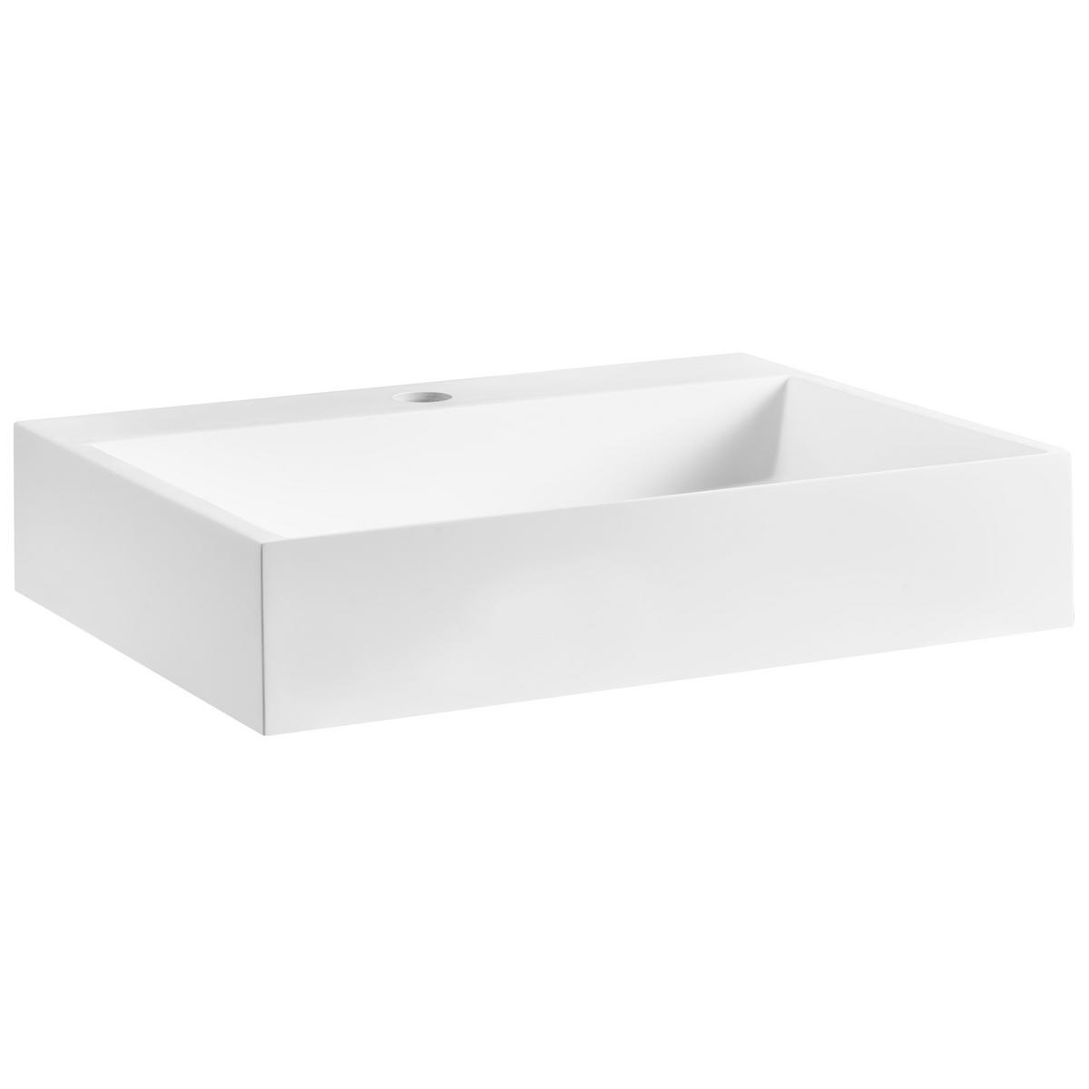 HÄNGEWASCHBECKEN Weiß 60/38 cm Mineralguss Quenko - Weiß, Naturmaterialien (60/12/38cm) - Beliani
