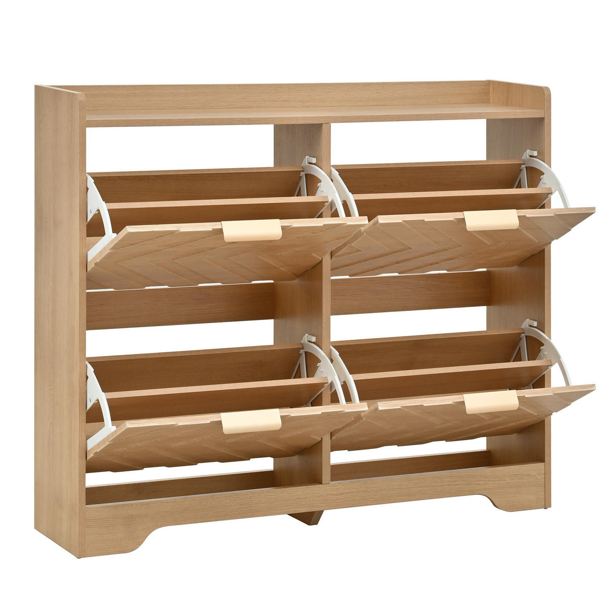 SCHUHSCHRANK 105/24/90 cm Natur aus MDF mit 4 Klappfächern - Naturfarben, Holzwerkstoff (105/90/24cm) - OKWISH