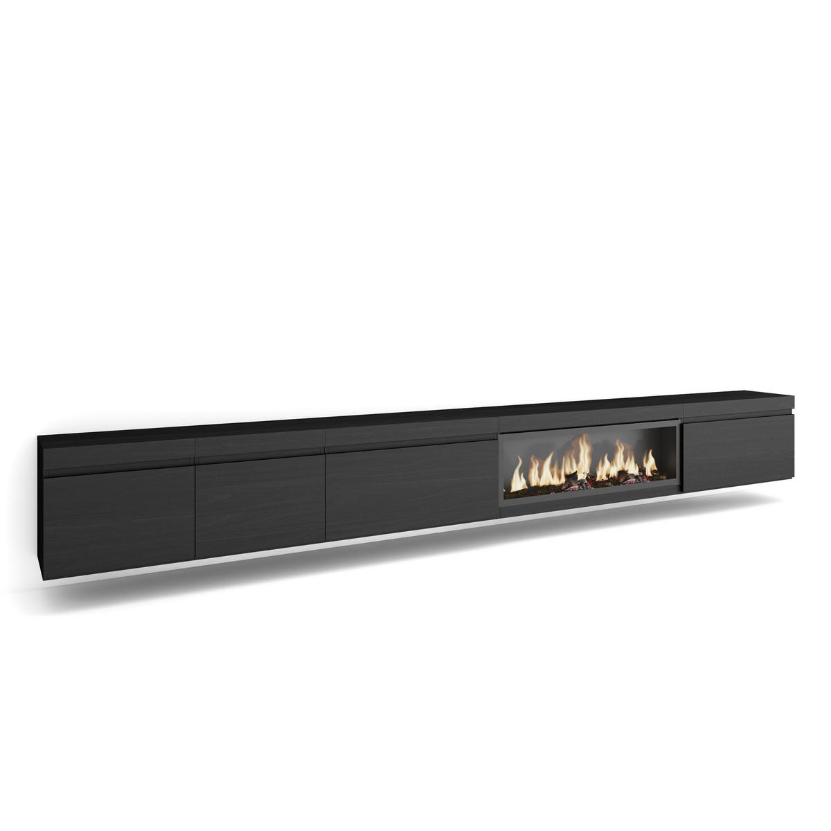 TV-SCHRANK Elektrokamin XXL, Hängend, schwarz, 368/35/45cm - Schwarz, Holzwerkstoff (368/45/35cm) - Skraut Home