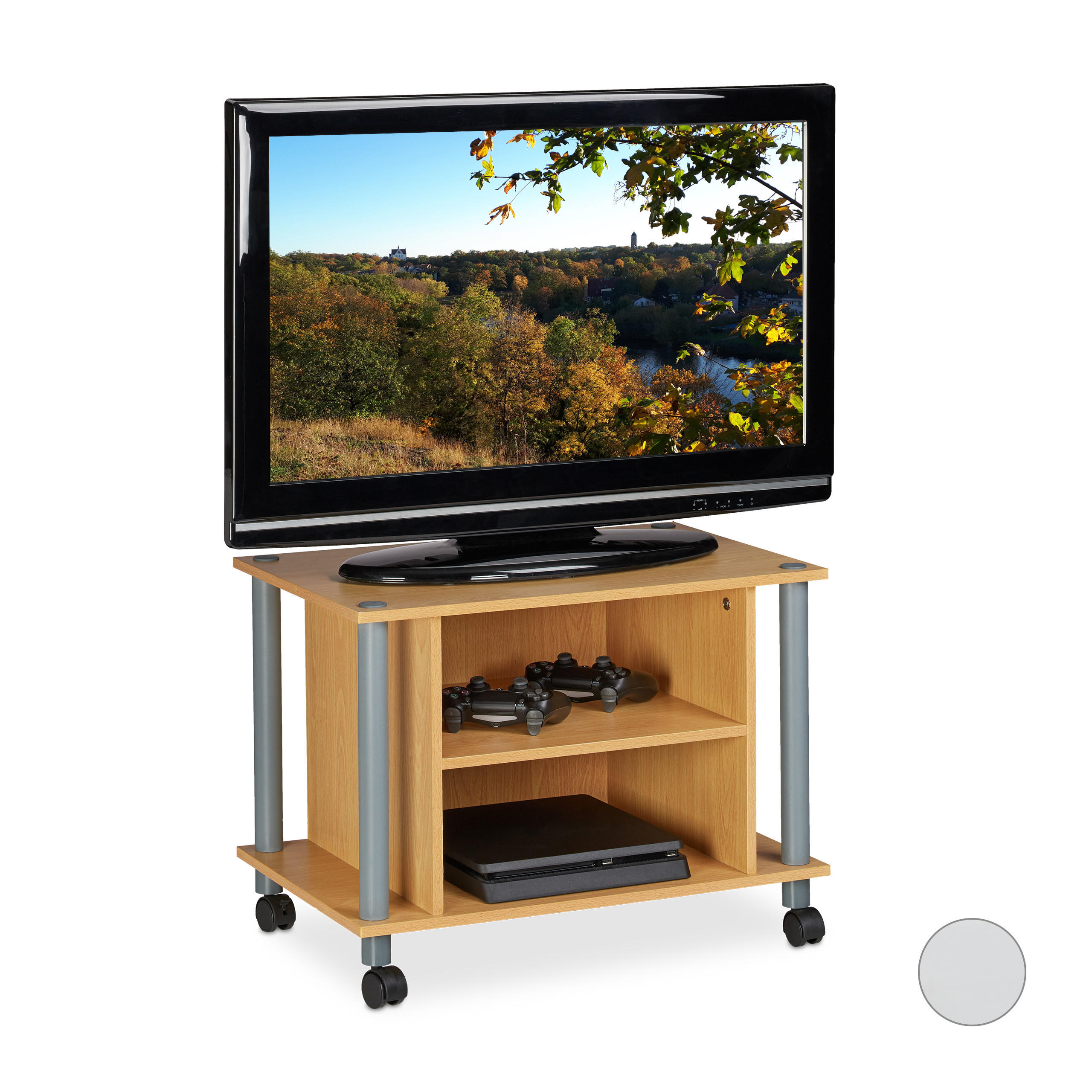 TV-TISCH - Hellbraun, Holzwerkstoff/Papier (60/45/40cm) - Relaxdays