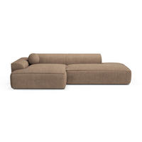 ECKSOFA LINKS Gerippter Samt Taupe 260cm - Taupe, Textil (155/260cm) - Sia Home