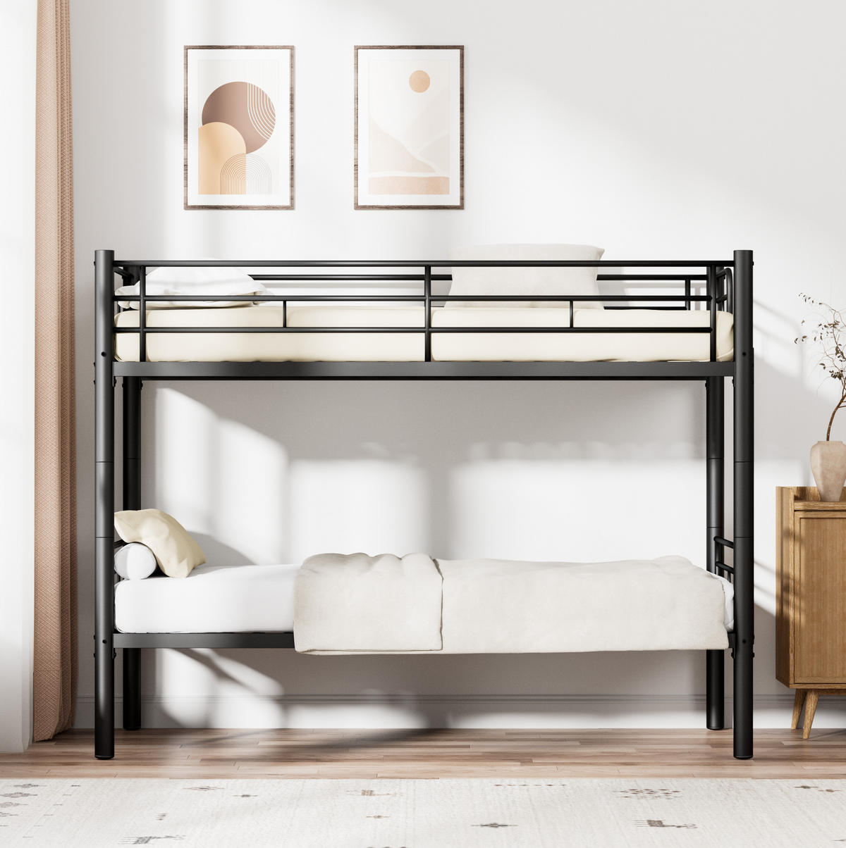 ETAGENBETT umbaubar zu 2 Einzelbetten 90x190 cm Metall Schwarz - Schwarz, Metall (90/190cm) - Beauniv