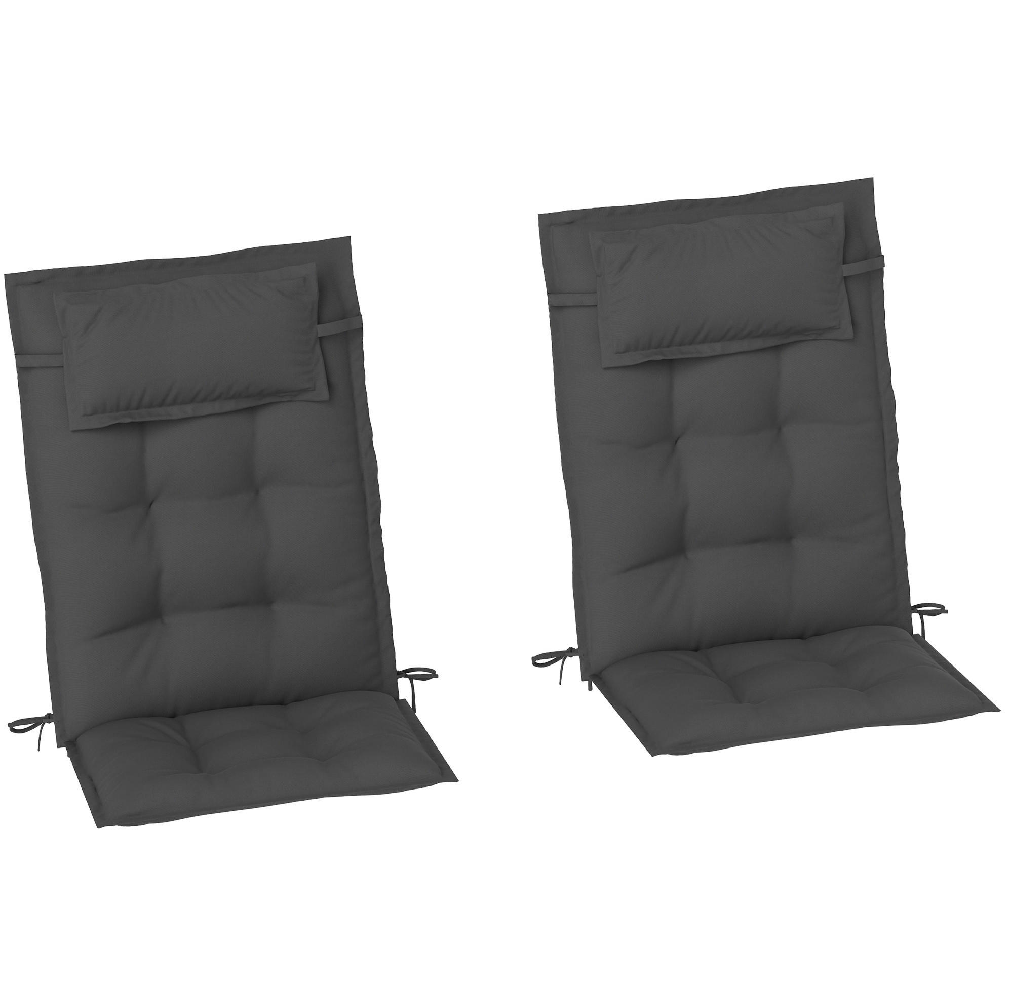 SESSELAUFLAGEN 2er-Set aus Polyester 50x116x5 cm in Dunkelgrau mit 6 Bändern - Dunkelgrau, Textil (50/5/116cm) - Modfu