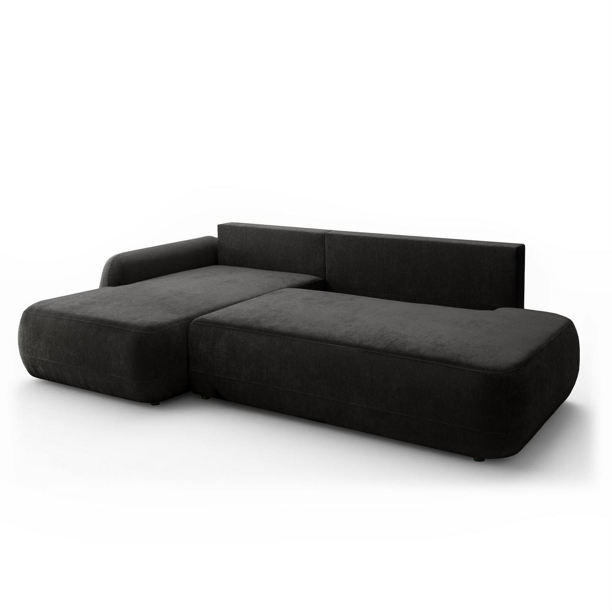 ECKSOFA GOYA mit Schlaffunktion und Bettkasten, Linke,Perfect Harmony 99 - Anthrazit, Textil (184/302cm) - Lookway