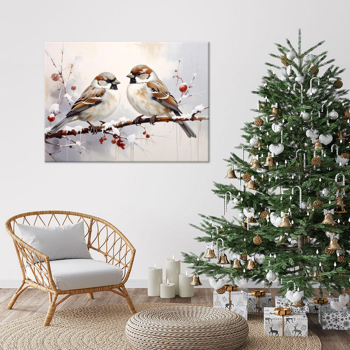 LEINWANDBILD Weihnachten 120x80cm - Grau, Textil (120/80cm) - Feeby