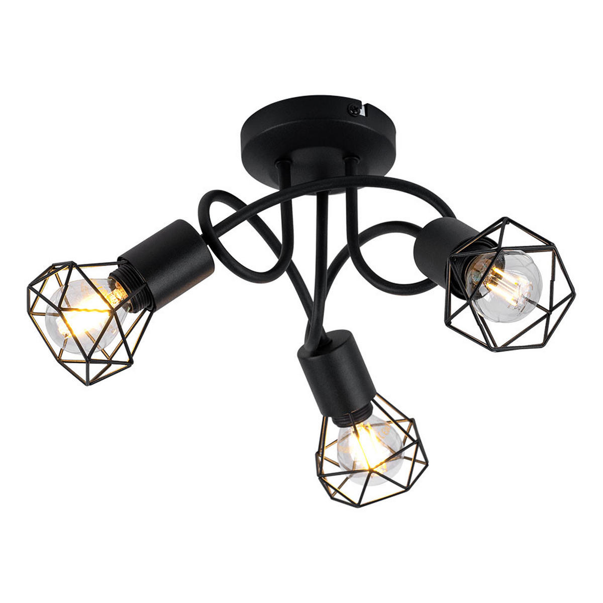 DECKENLEUCHTE XARA I Schwarz Metall - Schwarz, Metall (36/36/20cm) - Globo Lighting