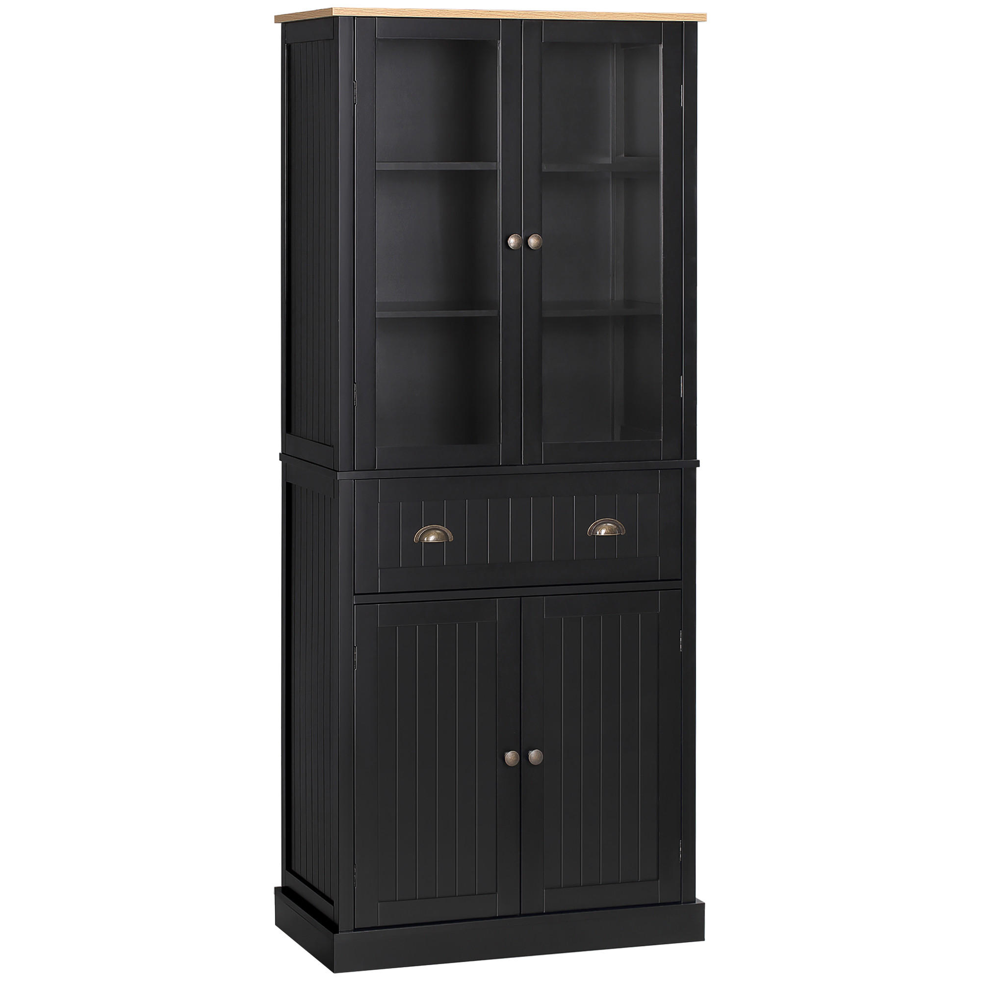 HIGHBOARD DE-11324 2 Glastüren Schwarz - Schwarz, Holzwerkstoff (40/182.5/76cm) - ComfortXL