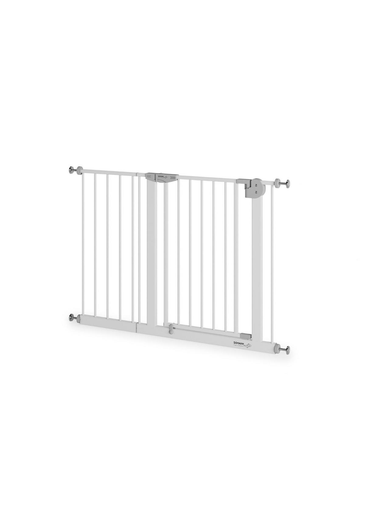 TÜRSCHUTZGITTER & Treppenschutz, Tür mit 90° Stop, ohne Bohren 105-115 cm - Weiß, Metall (115/5cm) - Sämann – make a difference.