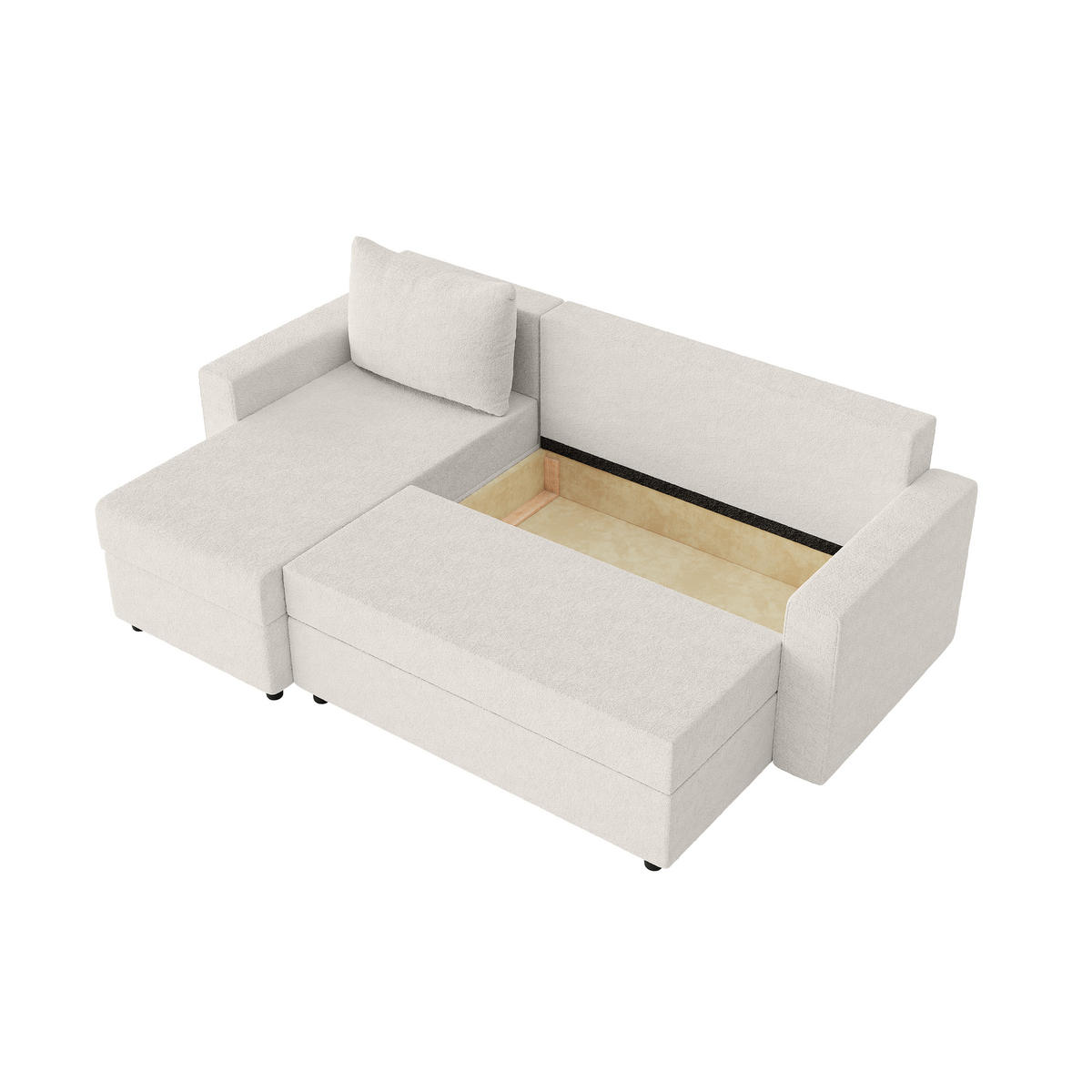 ECKSOFA Goka L mit Schlaffunktion, Weiß - Weiß, Textil (230/146cm) - Fedve