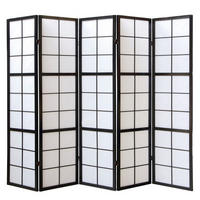 PARAVENT 5-tlg. 220/175 cm Schwarz Shoji - Schwarz, Holz (220/175/2cm) - Homestyle4u