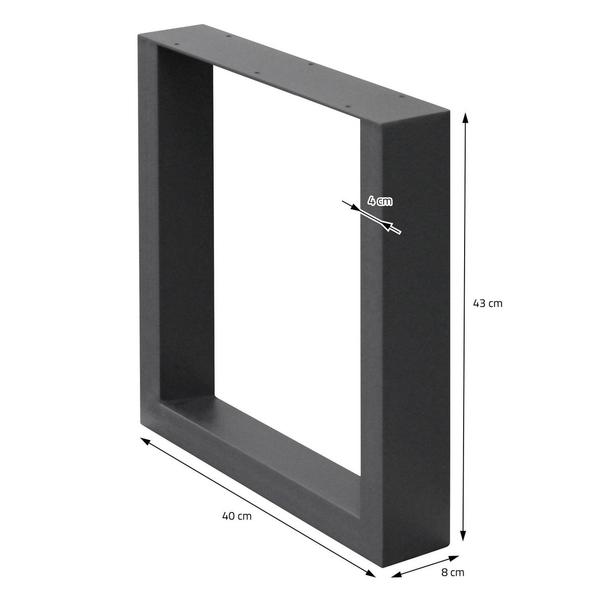 TISCHBEINE 2er Set 40 x 43 cm Anthrazit - Dunkelgrau, Metall (40/8/43cm) - ECD-Germany