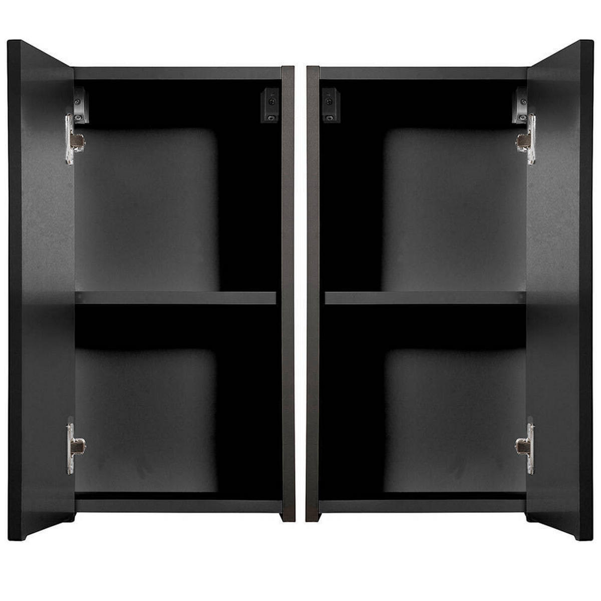 BAD-HÄNGESCHRANK Skelbolu - Schwarz, Holzwerkstoff (30/57/19cm) - [en.casa]