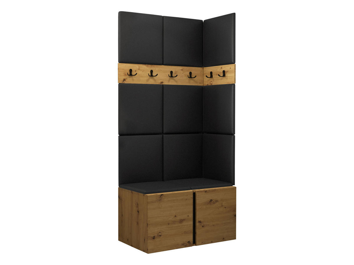 GARDEROBEN-SET Orion I - Schwarz/Eiche Artisan, Holzwerkstoff/Kunststoff (84/186/46cm) - MIRJAN24