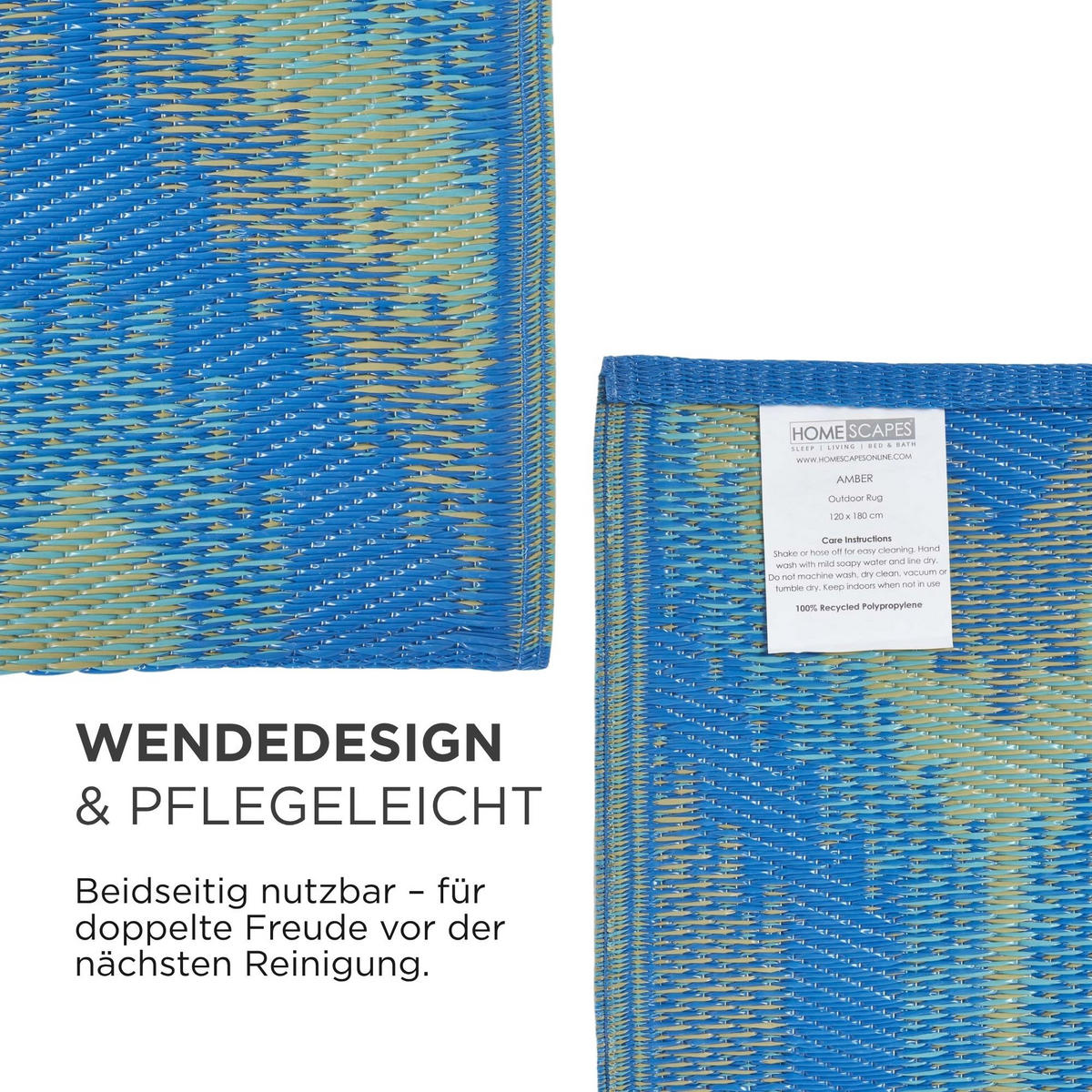 OUTDOORTEPPICH Amber, Ethno-Muster 120/180 cm - Blau, Kunststoff (120/180cm) - Homescapes
