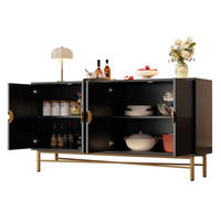 SIDEBOARD 160/40/82 cm Schwarz aus MDF und Spanplatte mit 4 Türen, Soft-Close und Goldakzenten - Schwarz, Holzwerkstoff (40/82/160cm) - OKWISH